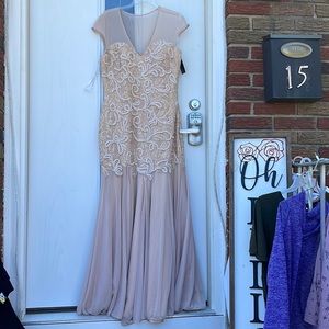 Beaded formal dress nude